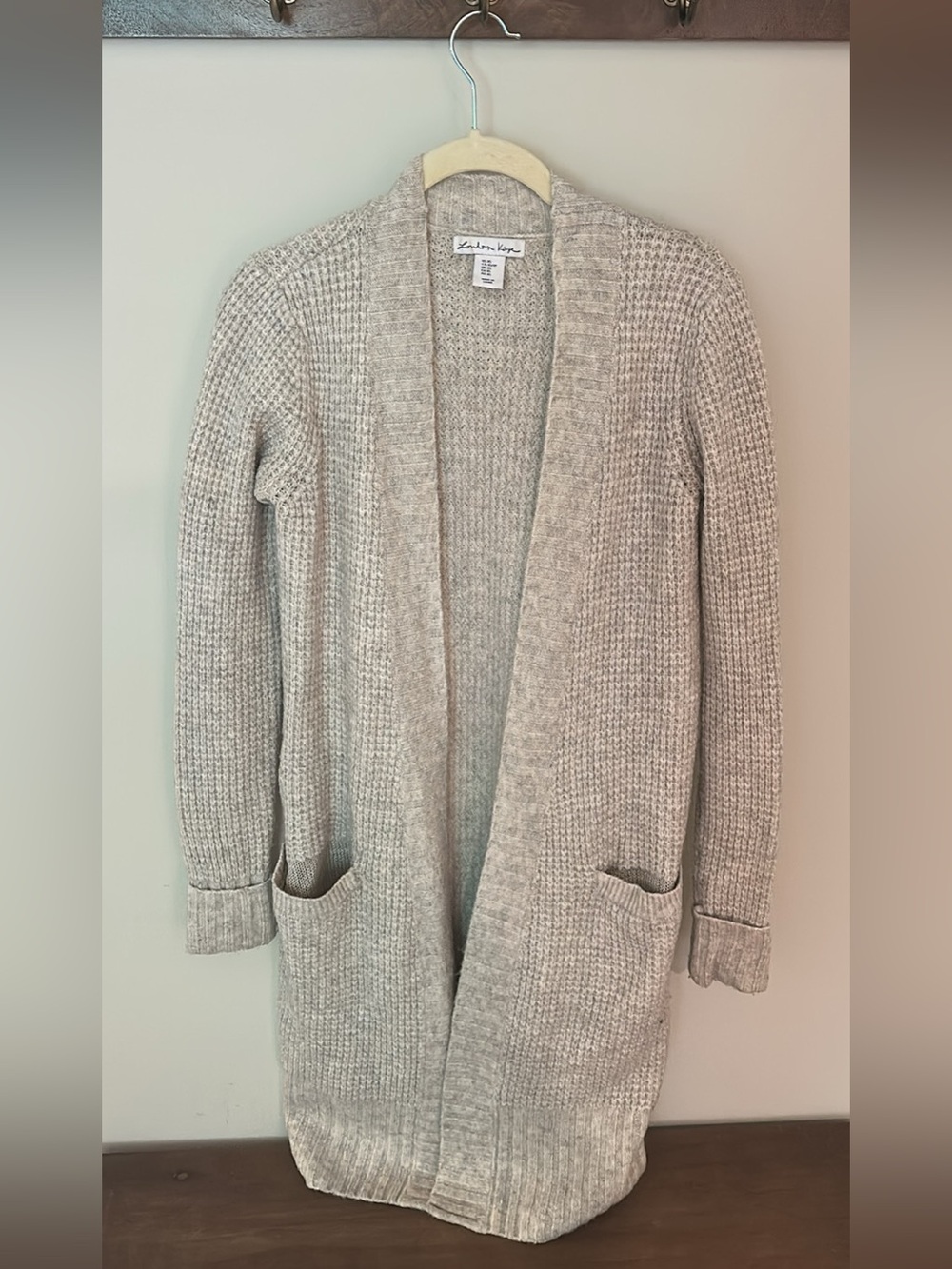 London Kaye Cream Textured Open-Front Cardigan